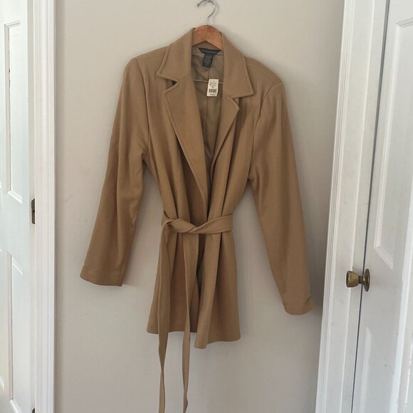 Banana Republic NWT XL Camel Wool Blend Wrap Coat - Picture 4 of 8